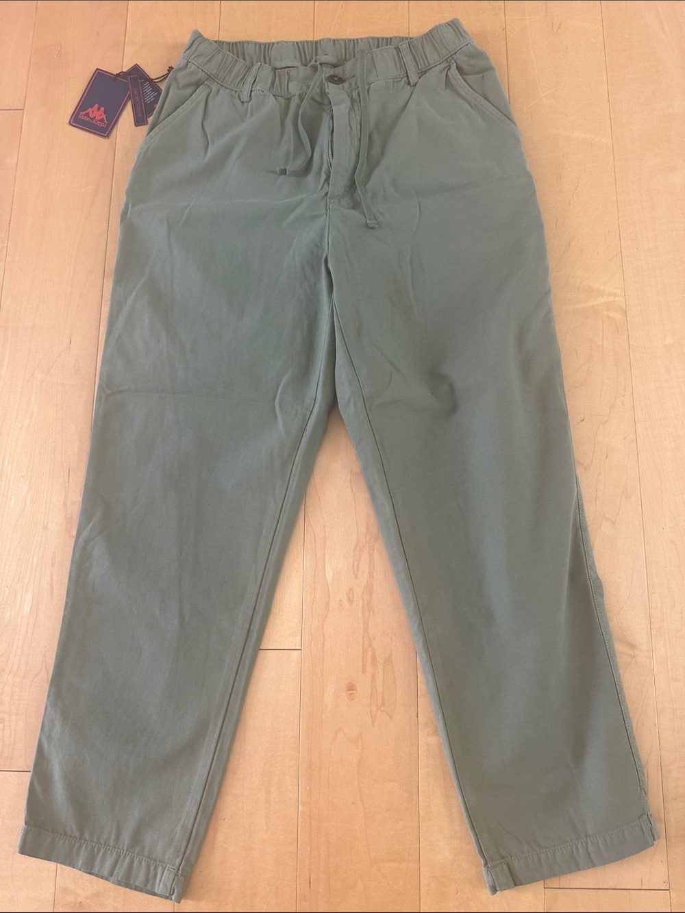 Men's Ropa di Kappa Olive Green Drawstring Casual Pants with rear patch pockets